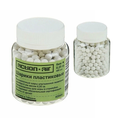 Шары для страйкбола Action Air кал.6мм 0.25гр (400шт.) AA-B25-400 - фото 1343051