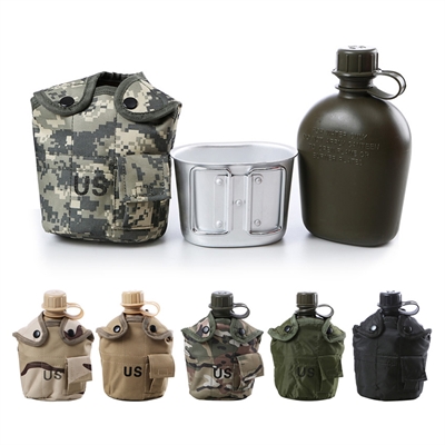 Фляга пластик NATO с котелком 1л. в чехле MOLLE (олива) 124385 - фото 1349103