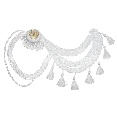 Аксельбант (белый) ДМБ с эполетом, КИСТИ и металлическим орлом РФ 10020040 - фото 1353214