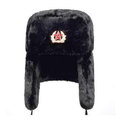 Шапка - ушанка мех (Чёрный) с кокардой 03120056 - фото 1353238
