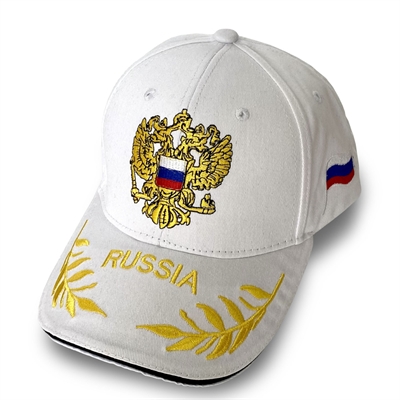 Бейсболка RUSSIA вышивка (белый) 131531 - фото 1353603