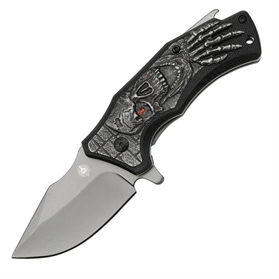 Нож складной Череп (красный глаз) ME10-1 ст.5Cr15 (Mастер K) ME10-1 - фото 1354431