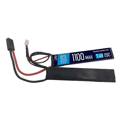 Аккумулятор BlueMAX Li-Po 7.4V 1100mah 20C Nunchuck, 2x AUG, G36, М-серия цевьё, MP-40 BM-2002 - фото 1357126