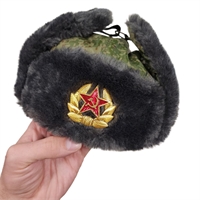 Шапка - ушанка (искусственный мех) с кокардой (Русская цифра) 03120032