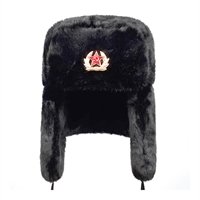 Шапка - ушанка мех (Чёрный) с кокардой 03120056