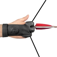 Перчатка для стрельбы из лука (напальчник) (черная кожа) GL-001