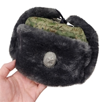 Шапка - ушанка Армейская (серая) с кокардой (русская цифра) 03120005