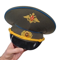 Фуражка ВДВ, ВКС с Гербом вышивка (оливковая с голубым околышем) 03090005