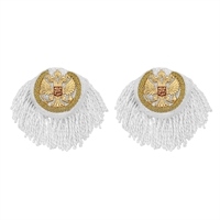 Эполет белый с Орлом и флагом РФ и золотым люрексным кантом (2шт.) 10020049