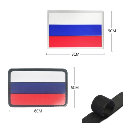 Шеврон нашивка Флаг РФ России (резина) (патч) на липучке  (Белый фон) 88106