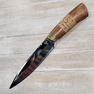 Нож Горец ст.95х18 (орех/береста) (Русский Нож) РН29