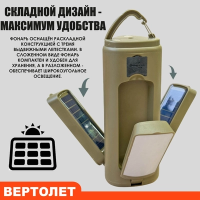 фонарь Вертолет для кемпинга с аккумулятором 1200 мАч 152228
