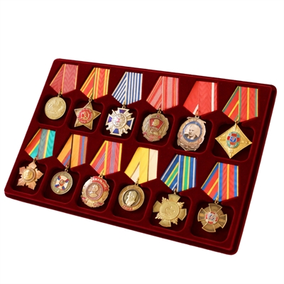 Планшет (футляр) на 12 орденов (квадрат) с пятиугольной колодкой 52000415 - фото 1358521