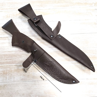 Чехол для ножа с застёжкой Воющий Волк №3 (средний) с подвесом L-16см. (Зюрин) ЗЮР3 - фото 1358918