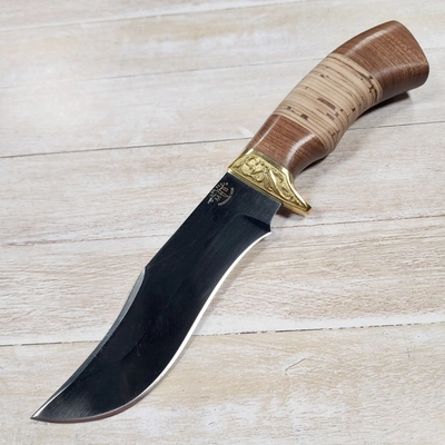 Нож Зубр ст.95х18 (орех/береста) (Русский Нож) РН27