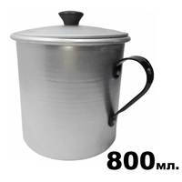 Кружка Походная с крышкой 800мл. (алюм.) (чёрная ручка) Э01892