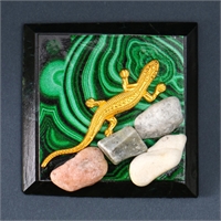 Сувенир магнит Пермь Ящерица с камнями (змеевик, корунд) 3527976