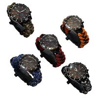 Часы кварцевые  тактические с браслетом (огниво, компас, свисток) 96921