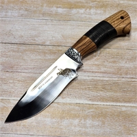 Нож Волчица ст.95х18 (орех/кожа) (Зюрин) ЗЮР42